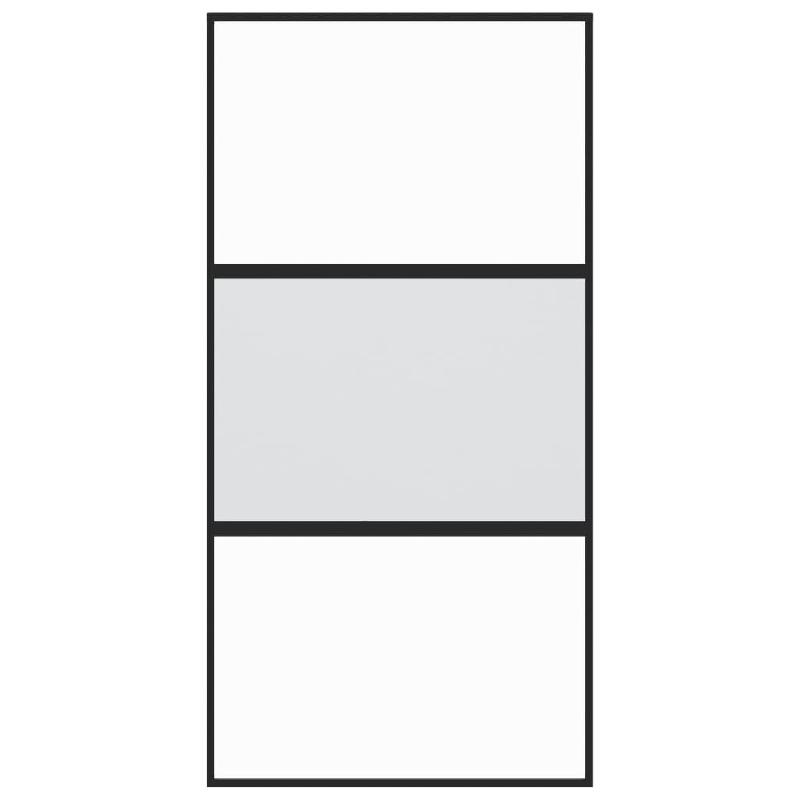 Vidaxl porte coulissante noir 102,5x205 cm verre trempé aluminium 155203_2