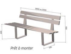 Banc public polyvalent RIGA - bois exotique, plastique recyclé, résineux (version économique)_2
