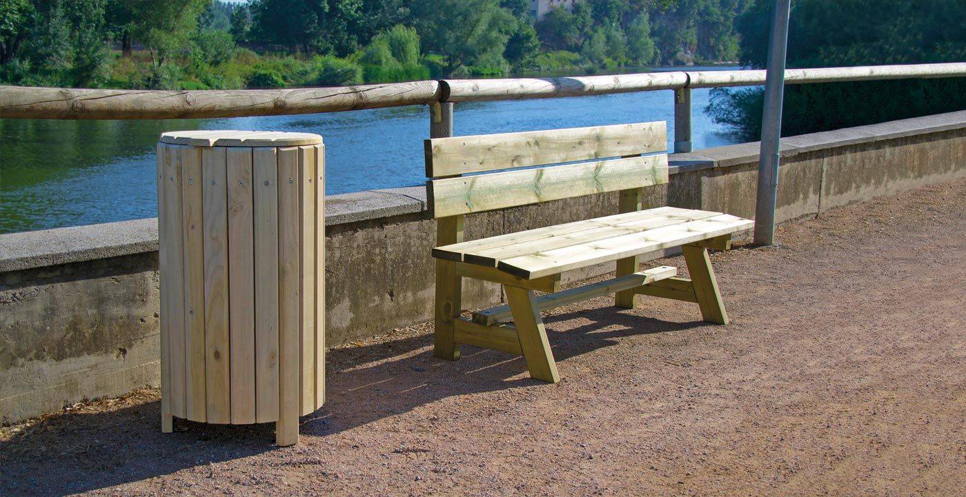 Poubelle publique en bois Rustica PA639T - traitement autoclave classe IV - finition naturelle_2