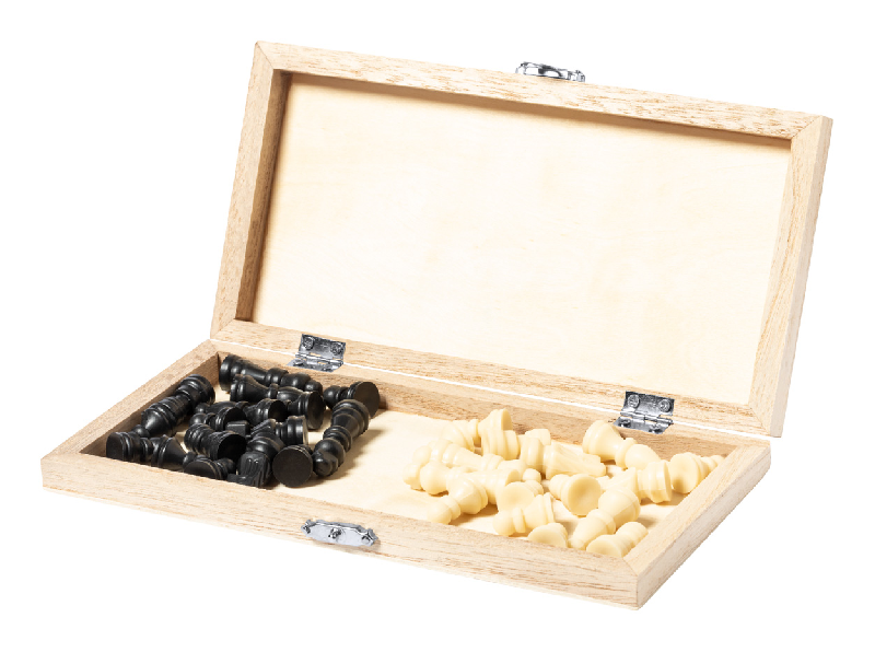 Jeu d'échecs en bois - plateau pliable avec 32 pièces - couleur blanc - 130 gr_2