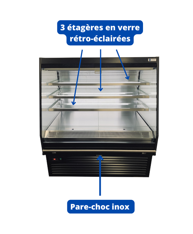 Vitrine réfrigérée semi-verticale 3 niveaux MILANO PLUS - EORI-SV-1330 et EORI-SV-1955, 3 + base, LED, -1°C à +7°C, EUROVITRINE_2