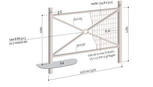 Barrière type Croix de Saint-André traditionnelle et élégante - Longueur 1072 ou 1572 mm - Trois cadres et quatre pommeaux au choix - LIGNE PROVINCE_2