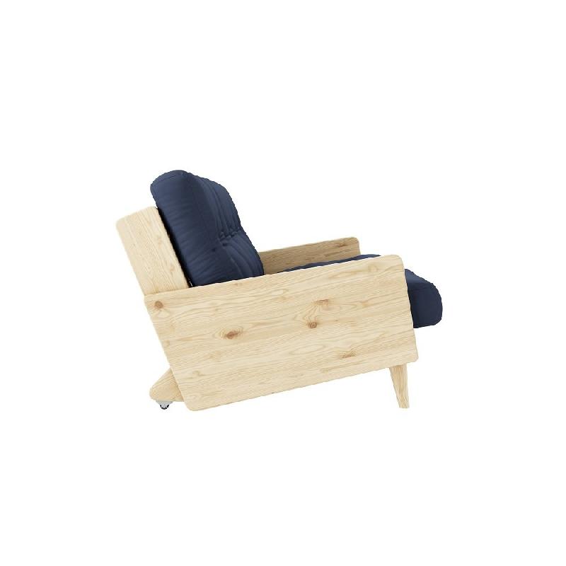 Canapé 3 places convertible Indie - Style scandinave - Futon bleu marine - Couchage 130x190 cm - Karup_2