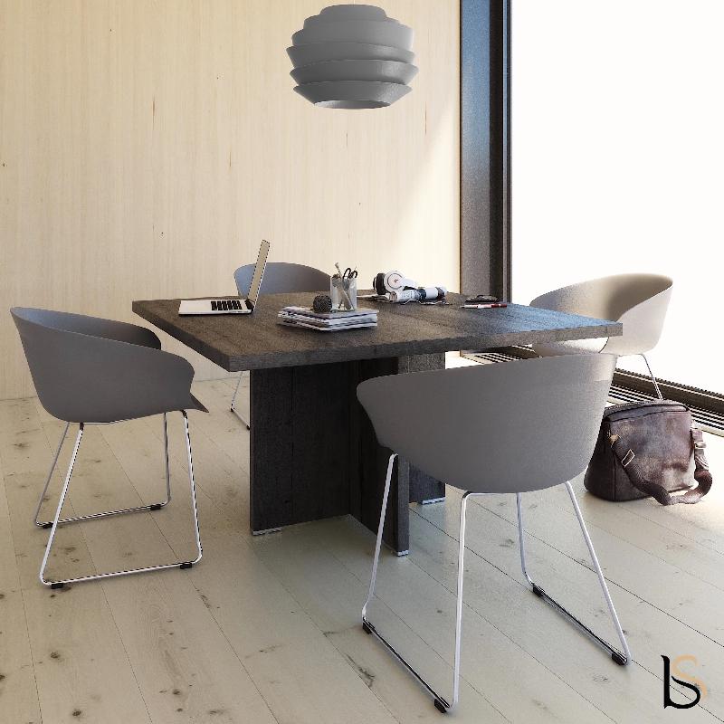 Table de réunion carrée TAK- Mobel Linea - Acacia clair_2