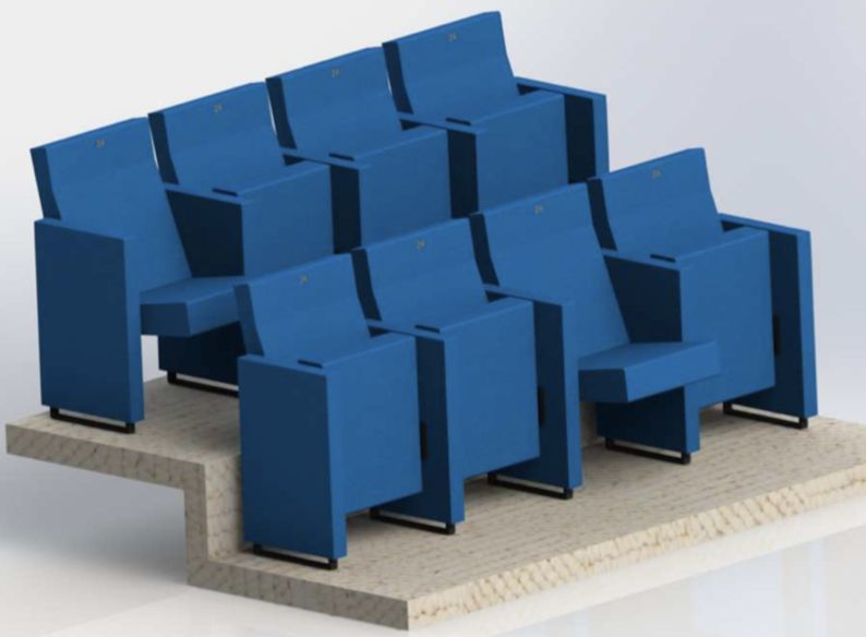 Fauteuil d'amphithéâtre, dossier et assise avec ABS antichoc - Etiuda_2