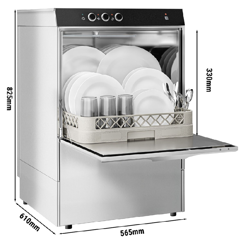 Lave-vaisselle professionnel - panier 50 x 50 cm - 400 v avec pompe de vidange et pompe de nettoyage_2