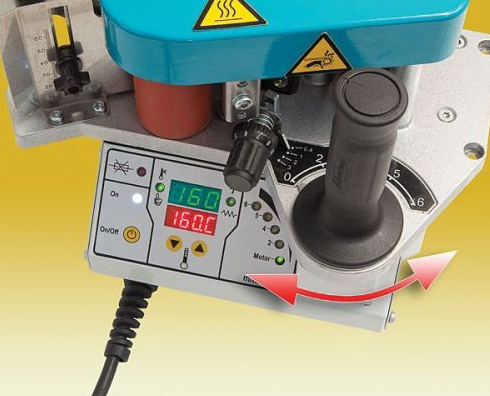 Plaqueuse de chants portative Virutex PEB250 - bac à colle, panneaux droits et courbes_2