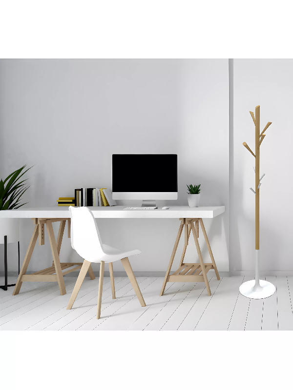 Porte manteaux design bois & blanc_2