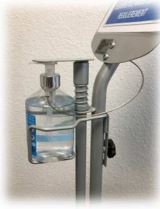 Présentoir universel pour gel hydroalcoolique avec pédale - tablette d'affichage intégrée - fabriqué en France_2