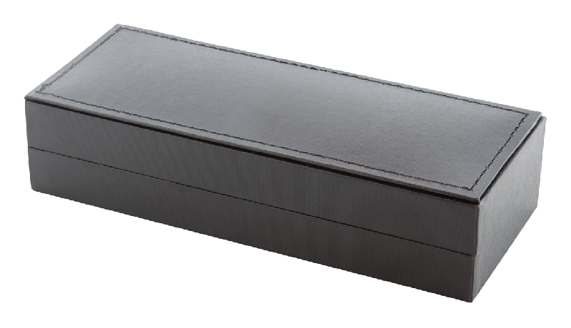 Parure stylo à bille et roller - Embase et corps en caoutchouc - Boîte cadeau noire - Encre bleue_2