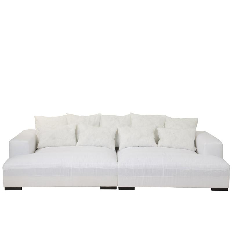Canapé design modulable LITA - 9 coussins XXL - Blanc - Structure en bois massif - Dimensions 330x145x70 cm_2