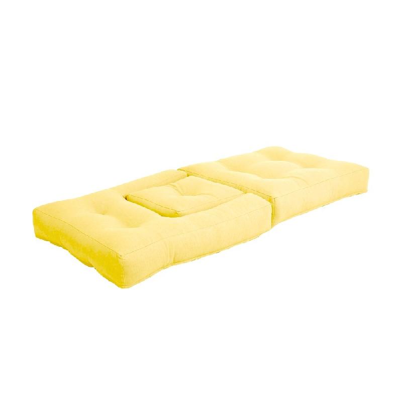 Fauteuil futon convertible Mini Cube - Jaune - Chaise, lit et pouf avec matelas de haute qualité_2