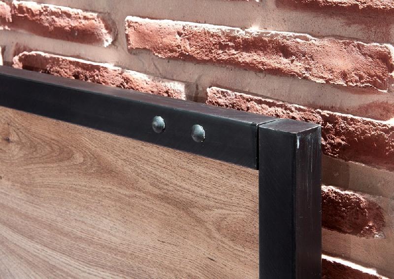 Lit Portland - Style industriel 160 x 200 cm - Chêne poutre et métal anthracite_2