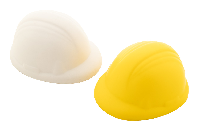 Balle anti-stress en forme de casque de sécurité - mousse PU - blanche - 20,8 g_2