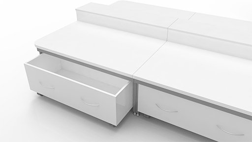 Coffre mobile sous paillasse basse de laboratoire - roulettes, grand tiroir, dimensions sur mesure_2