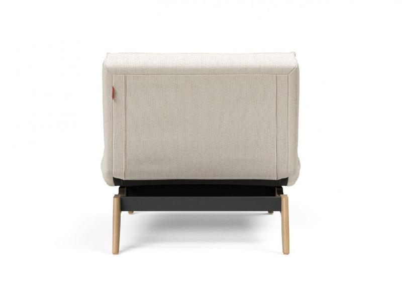 Innovation Living - Fauteuil Splitback Eik Convertible Lit 90x115 cm - Pieds en chêne naturel - Tissu bouclé Off White_2