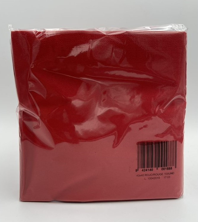 Serviettes de table ouate 2 plis 40x40cm saten rouge- carton de 2400_2