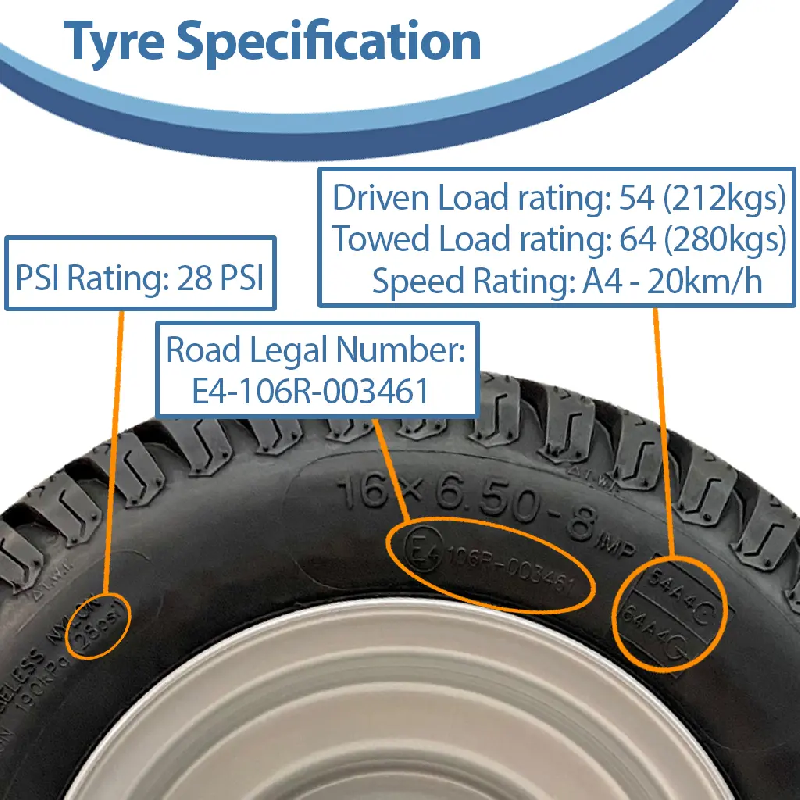 16x6.50-8 Grass Lawnmower Wheel 4ply P332 Tyre Steel Rim 25mm Bearings 65mm Hub_2