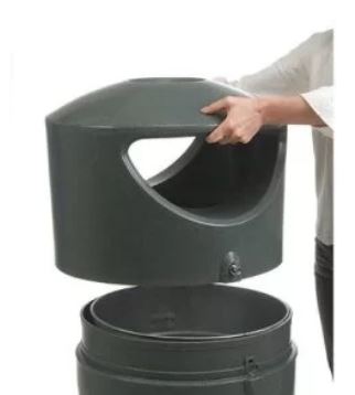 Corbeille publique Metro Hooded 100 L - Polyéthylène ultra-résistant, double ouverture, socle renforcé_2