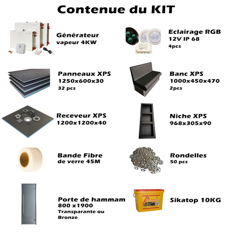 Kit de construction cabine de hammam à carreler 240 x 120 cm - Générateur vapeur inclus_2