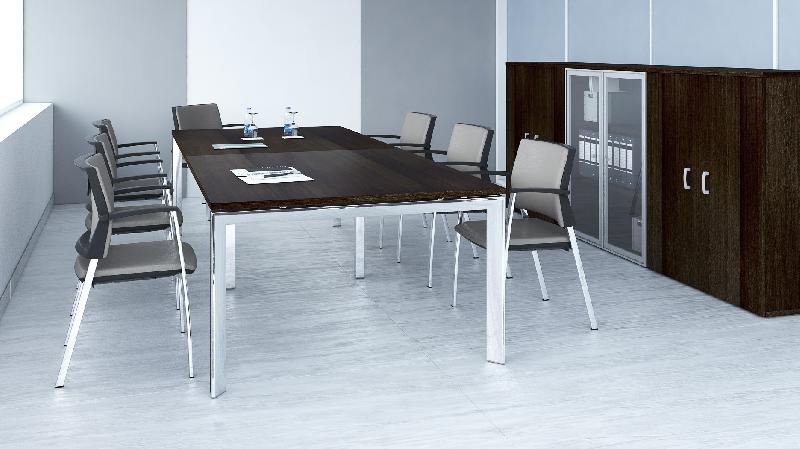 Table de réunion Star, pieds chromés - Mobel Linea - Non, Chêne moyen_2