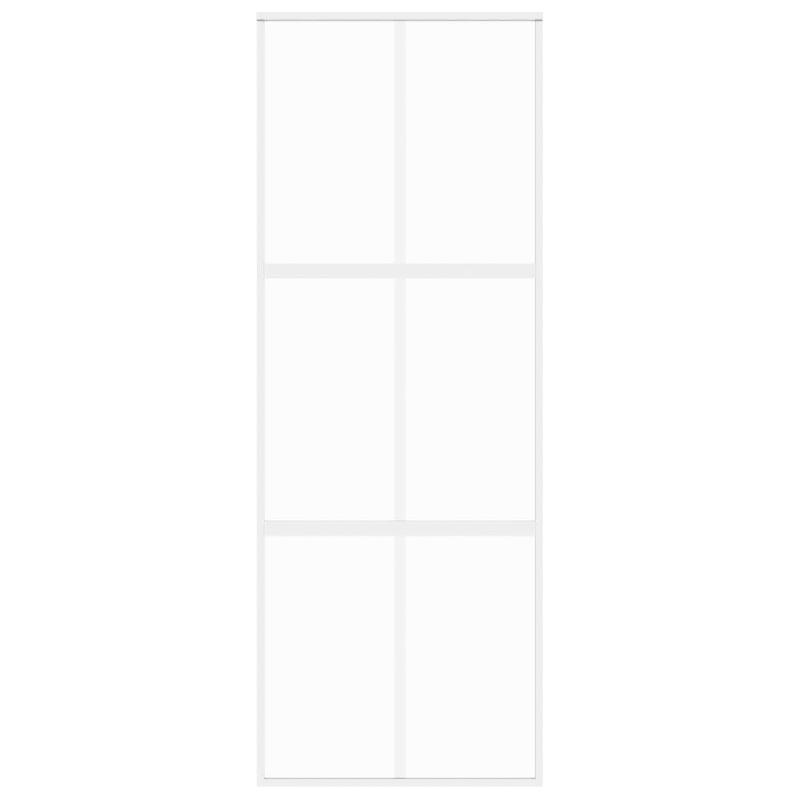 Vidaxl porte coulissante blanc 76x205 cm verre trempé aluminium 155216_2