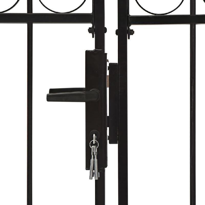 Vidaxl portillon double porte avec dessus arqué acier 300x175 cm noir 146340_2