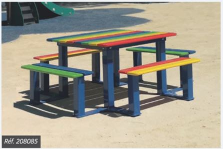 Table pique-nique enfant - SILAOS JUNIOR - adaptée maternelle et primaire - structure acier peint et bois exotique_2