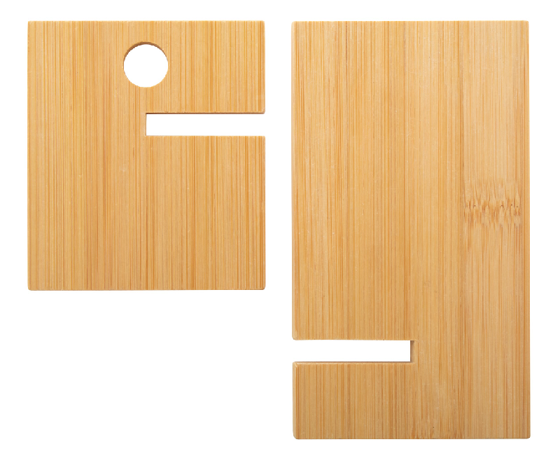 Support pour téléphone en bambou - avec trou pour câbles - 90g - couleur naturelle_2
