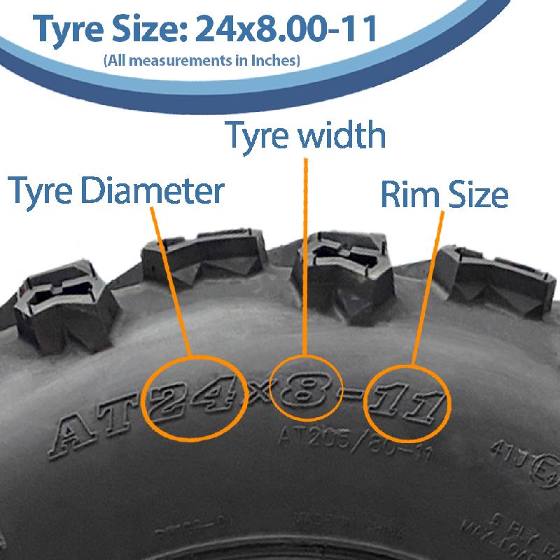 24x8.00-11 Quad ATV Tyres 6ply Wanda E-Marked Road Legal Tubeless 41J (Set of 2)_2