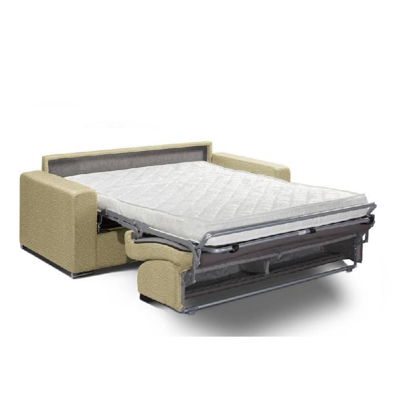 Canapé convertible 2-3 places ALLURE - Matelas Memory 20 cm - Sommier à lattes 120x197 cm - Cuir vachette beige_2