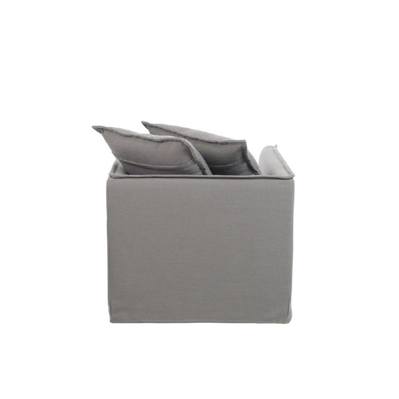 Fauteuil avec accoudoirs MEBUS - Gris - Revêtement tissu doux - Style moderne et épuré_2