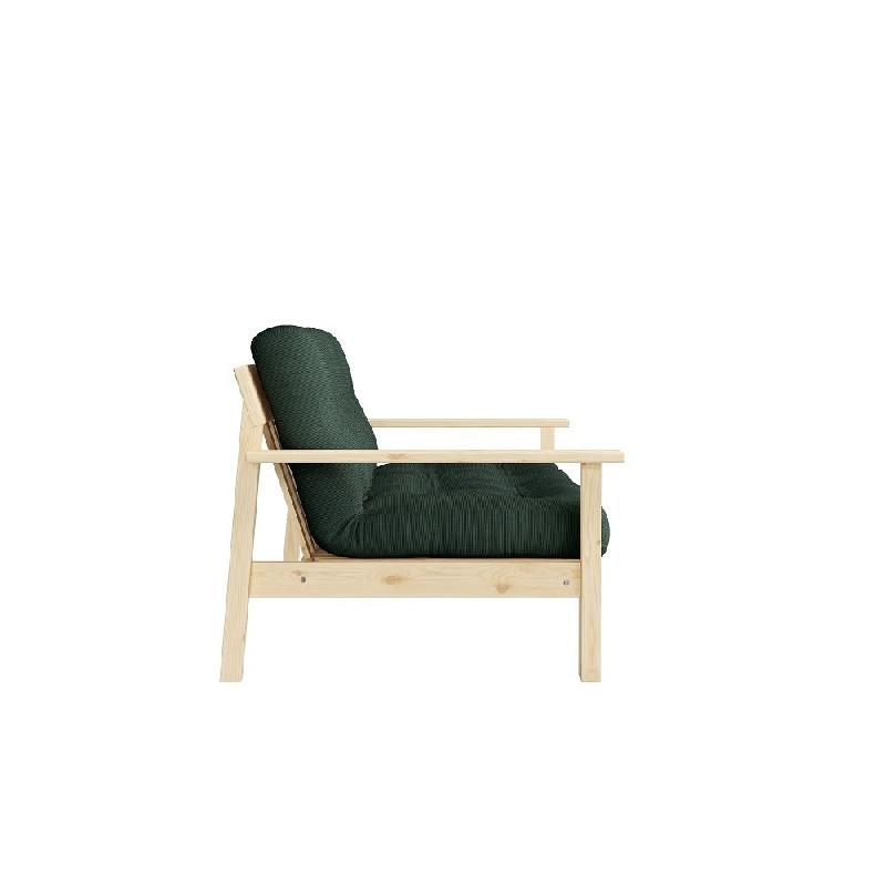 Canapé convertible futon UNWIND - Pin naturel - Coloris algue - 130 x 190 cm - Style scandinave_2