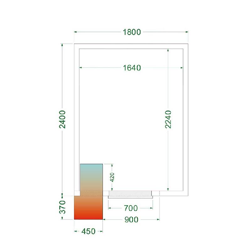 Chambre froide positive 7,49 m3 (1800 x 2400 x 2200 mm) avec monobloc de paroi_2