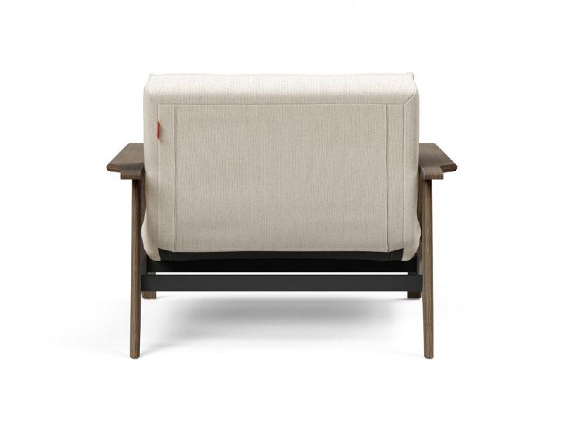 Fauteuil design convertible lit SPLITBACK FREJ 531 - Bouclé Off White - Accoudoirs chêne fumé - 90x115 cm_2