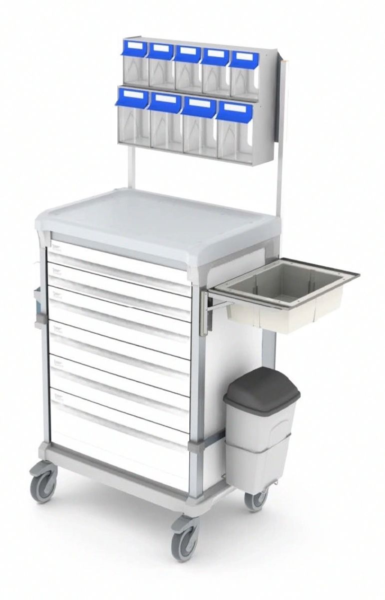 Chariot de soins à tiroirs télescopiques - JETCART - Stockage sécurisé des médicaments et fournitures d'urgence_2