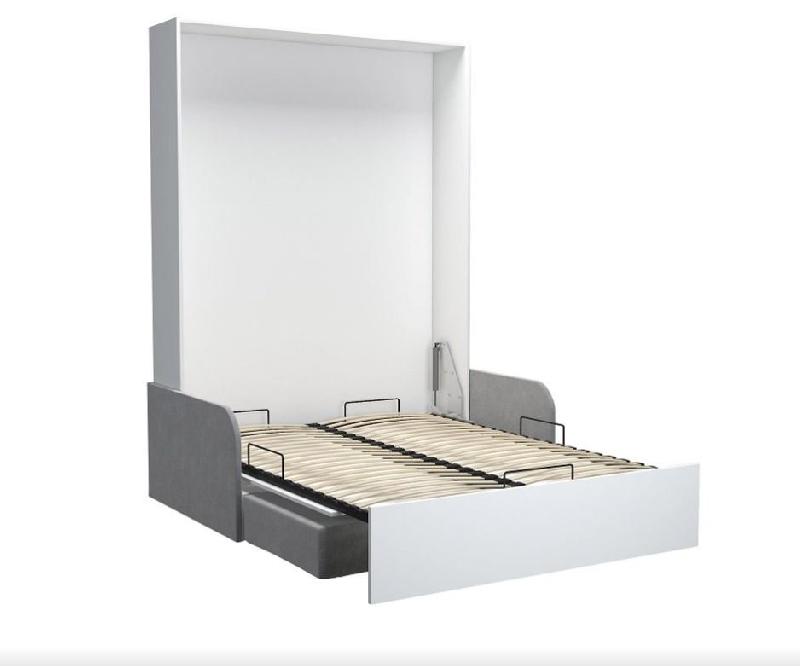 Armoire lit escamotable Dynamo Sofa - canapé avec accoudoirs en microfibre gris - couchage 160x200 cm_2