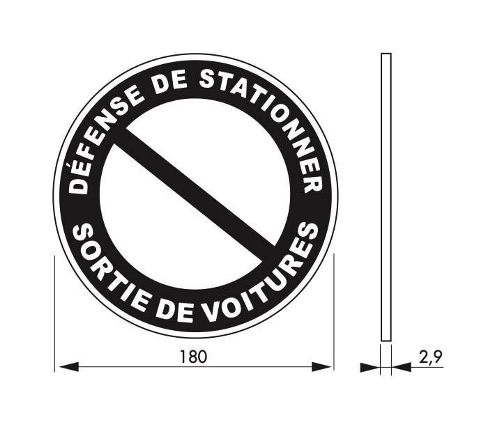 Plaque signalétique Ø 180mm - Sortie de voiture avec adhésif - Polystyrène - Réf. 00967136 - Marque THIRARD_2