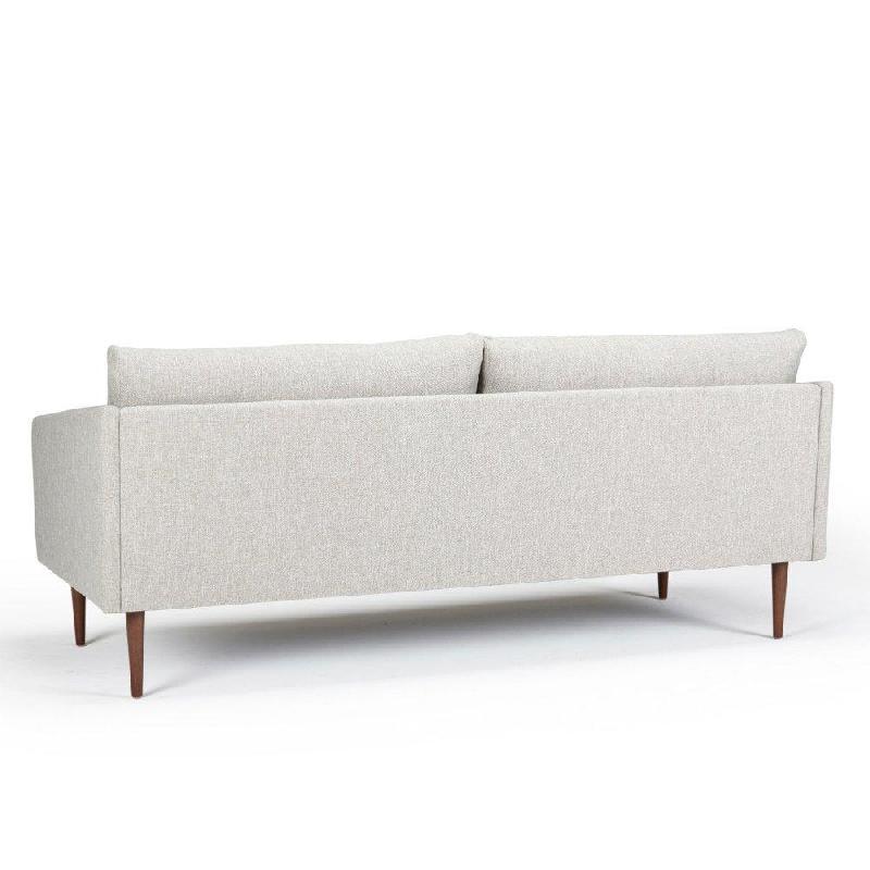 Canapé 3 places design scandinave Anton - tissu tweed sable - dossier capitonné et piétement en chêne_2