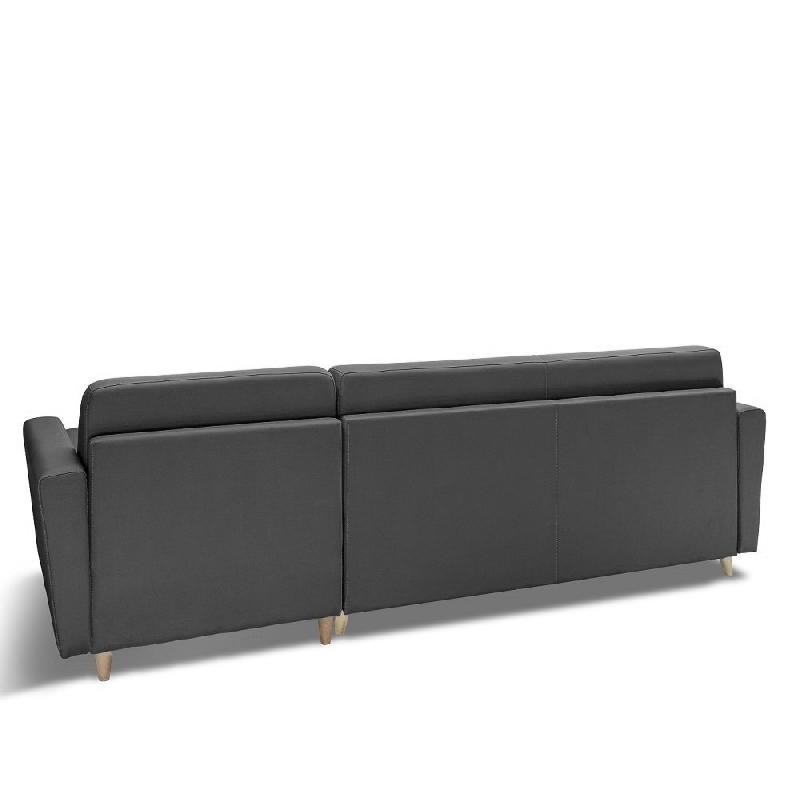 Canapé d'angle convertible express Virgola - Matelas 120 cm épaisseur 16 cm - Tissu gris design scandinave_2