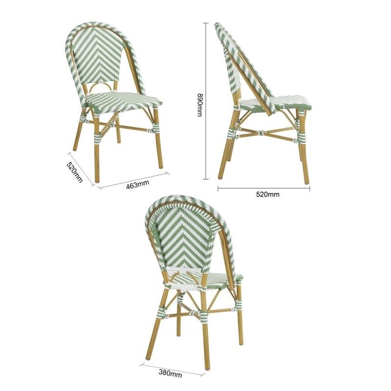 Chaises style parisien en rotin vert clair - Lot de 2 - FU535 | Bolero_2