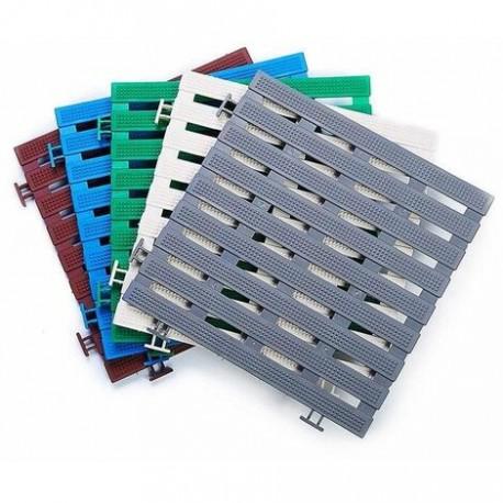 Dalles caillebotis antidérapants 1.2 m² - PVC étanche blanc 30 x 30 cm (12 dalles)_2