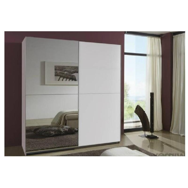 Dressing portes coulissantes Clapton 135 cm - blanc alpin / miroir - 2 tablettes et penderies intégrées_2