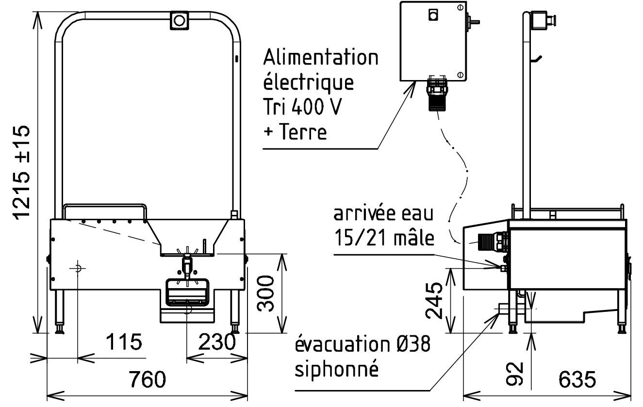 Lave-semelles professionnel HUMIDE 800 avec brosse à main aquifère intégrée