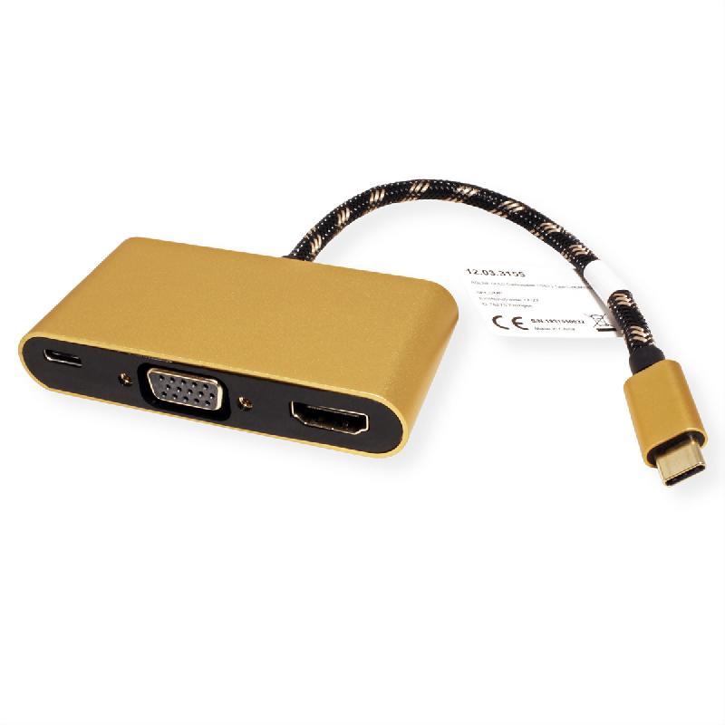 Roline gold adaptateur type c - vga / hdmi / c (pd), m/f_2