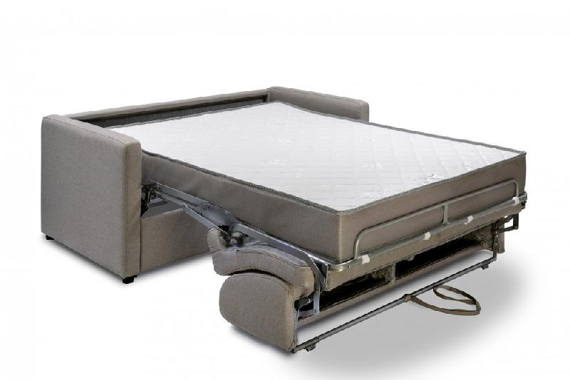 Canapé convertible CanapExpress Grandiose - Matelas mémoire 22 cm - Tissu tweed gris clair_2