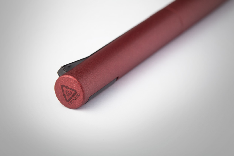 Stylo à bille en aluminium recyclé - couleur métallisée mate - encre bleue - bordeaux - 18g_2