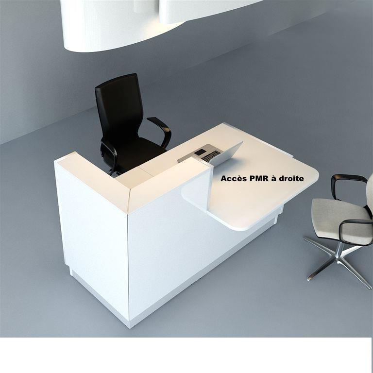 Banque d'accueil compacte Linea avec accès PMR sur le côté - MDD - 165, Droite, Blanc_0