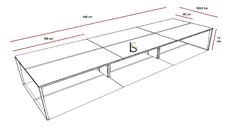 Bureau bench 6 personnes X5 - Officity. - Blanc, Gris, 540_2