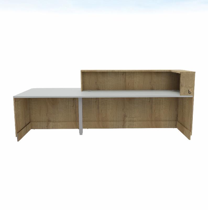 Bureau d'accueil mixte avec PMR Delta Plus - Mobel Linea - Droite, Chêne veiné_3